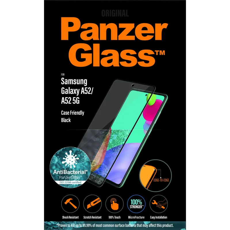 Стъклен протектор PanzerGlass за Samsung A52  Case Friendly - Черен