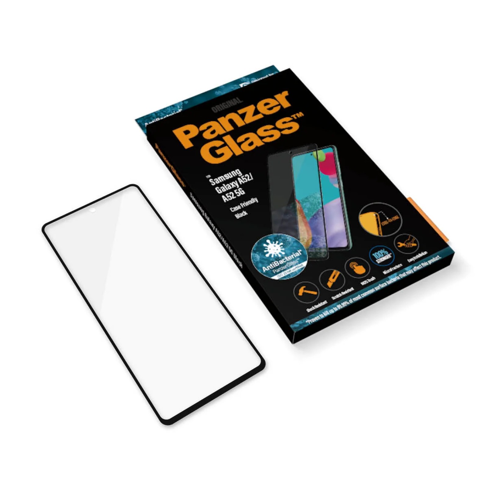 Стъклен протектор PanzerGlass за Samsung A52  Case Friendly - Черен