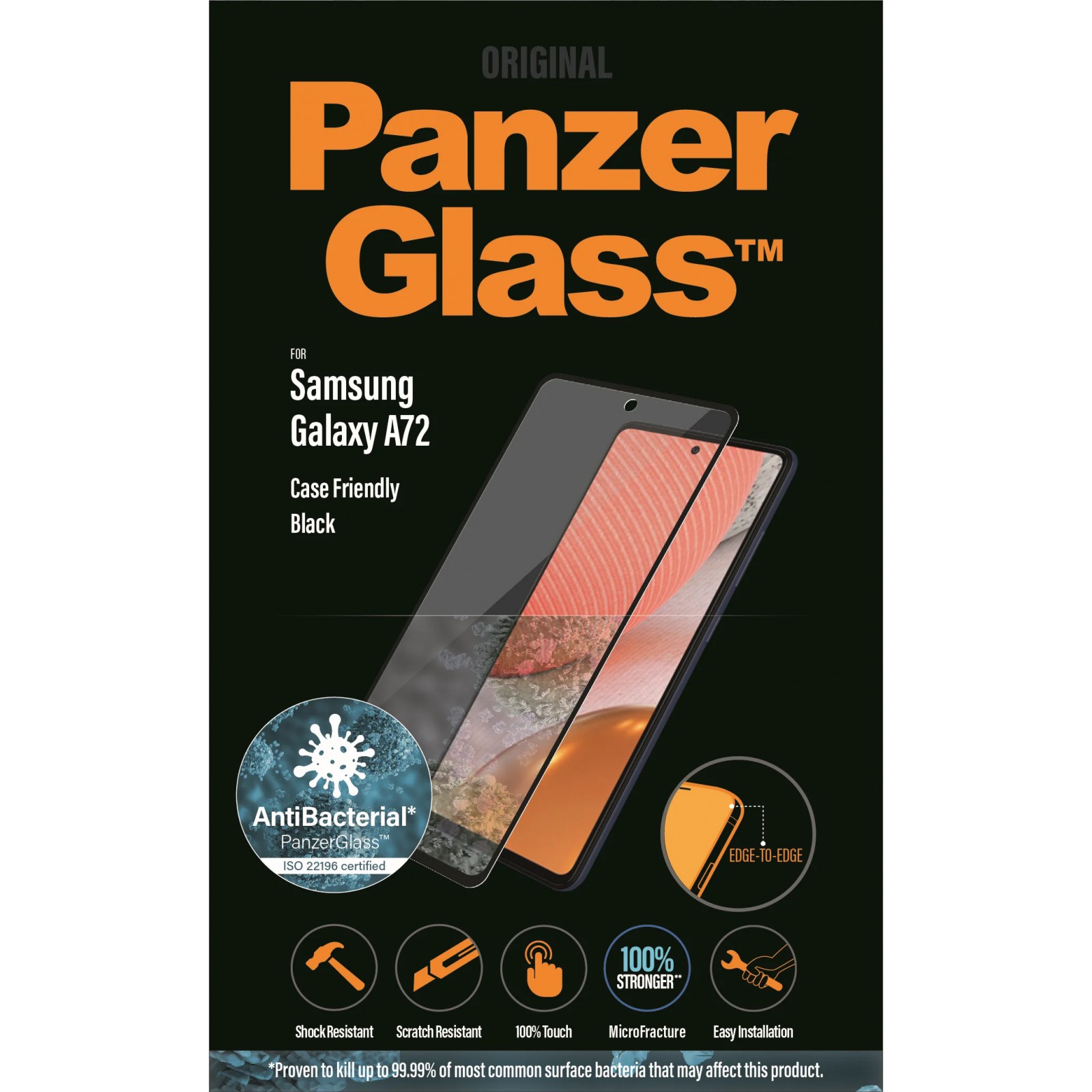 Стъклен протектор PanzerGlass за Samsung A52  Case Friendly - Черен