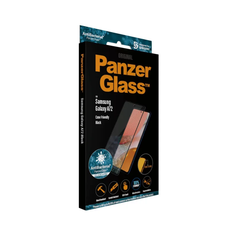 Стъклен протектор PanzerGlass за Samsung A72  Case Friendly - Черен