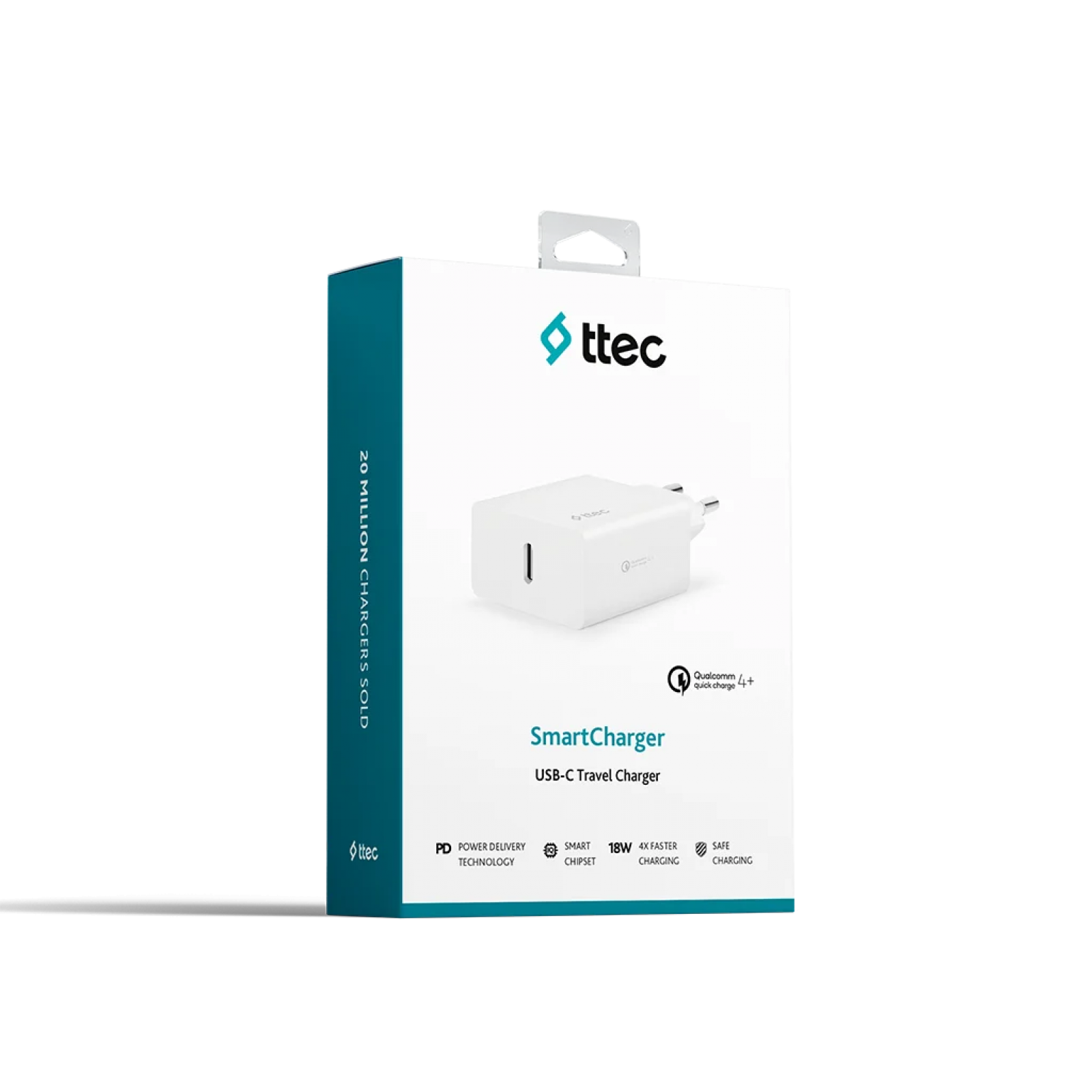 Адаптер ttec SmartCharger PD Travel Charger , 18W - Бял
