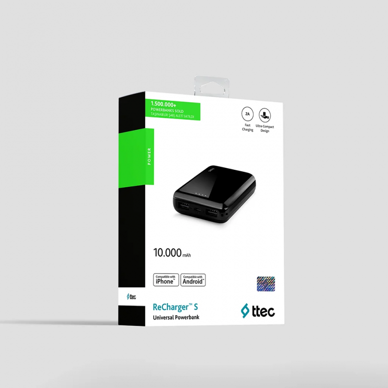 Външна батерия ReCharger Universal Mobile Charger 10.000mAh - Черна