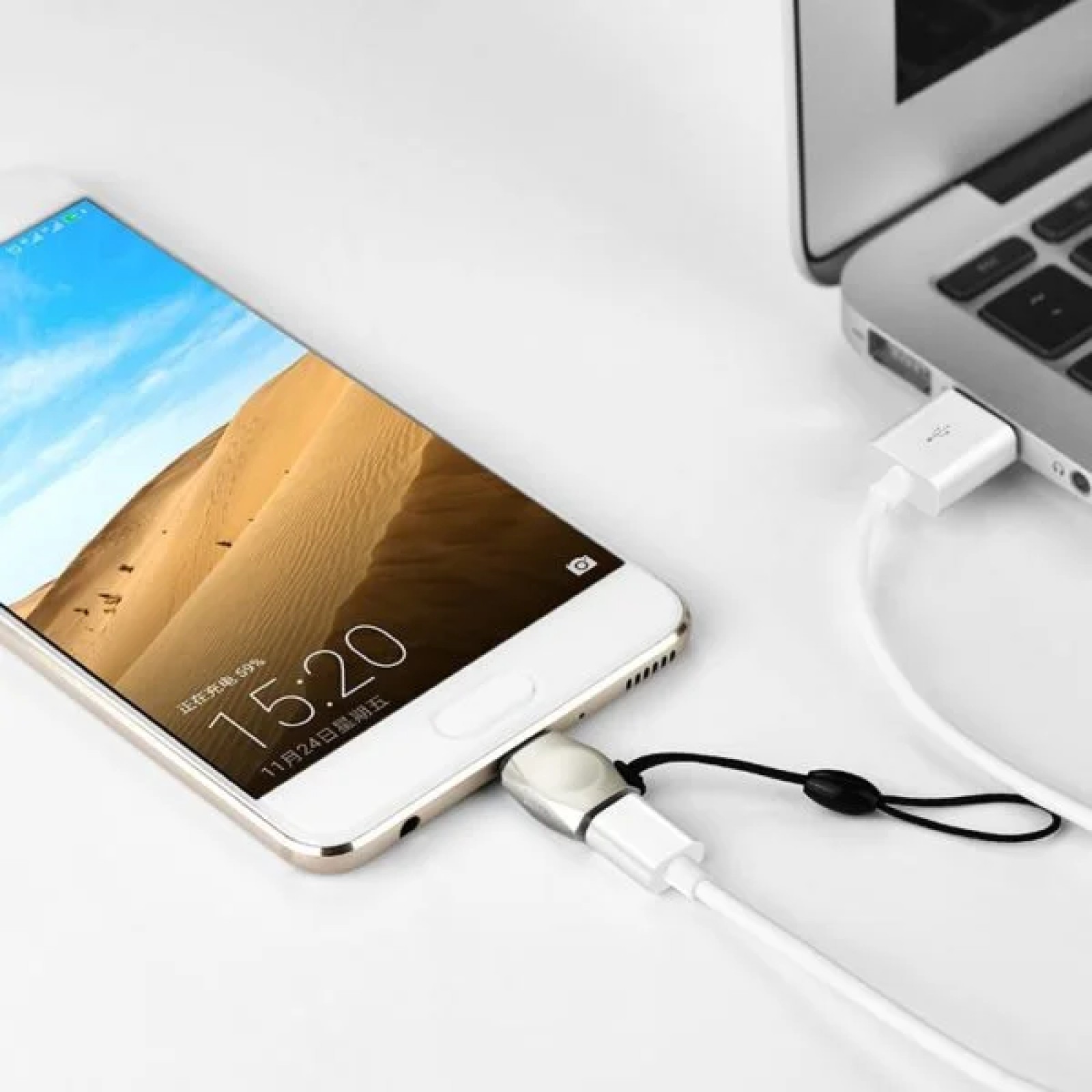 Адаптер UA8  micro USB to type-c - Перлено бял